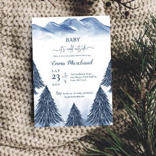 Baby it's Cold Outside Blue Winter baby shower Invitation