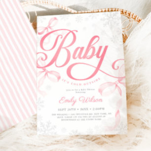 Baby Its Cold Outside Blush Pink Girl Baby Shower Invitation