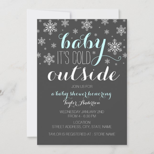 Baby it's Cold Outside - Boy Baby Shower Invite (Front)
