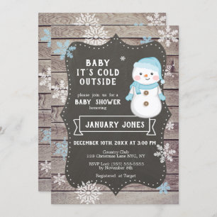 Baby It's Cold Outside Boy Baby Shower, Snowman Invitation