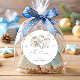 Baby Its Cold Outside Boy Baby Shower Thank You  Classic Round Sticker