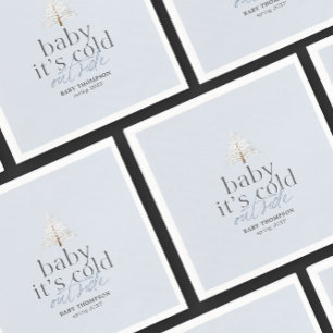 Baby It's Cold Outside Boy Blue Baby Shower Napkin