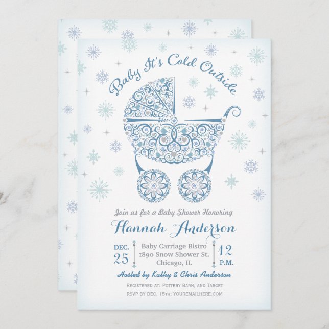 Baby It's Cold Outside, Boy Shower Invitation (Front/Back)