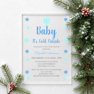 Baby It's Cold Outside Boy Winter Baby Shower Acrylic Invitations