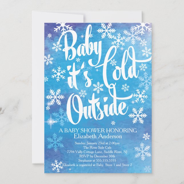 Baby It's Cold Outside Boys Winter Baby Shower Invitation (Front)