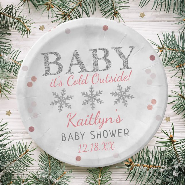 Baby It's Cold Outside Boys Winter Baby Shower Paper Plate (Creator Uploaded)