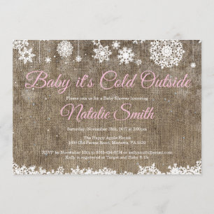 Baby Its Cold Outside Burlap Winter Baby Shower Invitation
