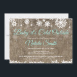 Baby Its Cold Outside Burlap Winter Baby Shower Invitation<br><div class="desc">Baby Its Cold Outside Burlap Winter Aqua Baby Shower Invitationn. Boy or Girl Baby Shower Invitation. Winter Holiday Baby Shower Invite. Aqua and White Snowflakes. Burlap Vintage Retro Background. For further customisation,  please click the "Customise it" button and use our design tool to modify this template.</div>