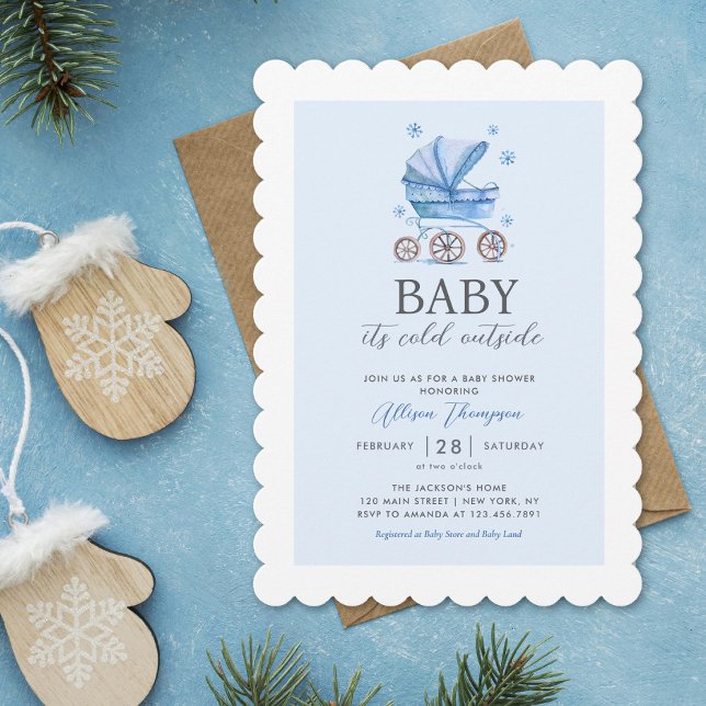Baby it's Cold Outside Carriage Boy Baby Shower Invitation (Creator Uploaded)