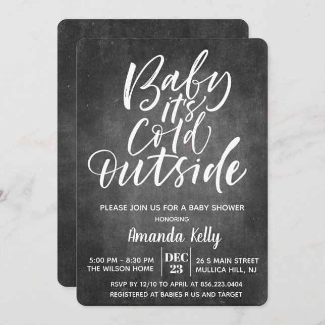 Baby Its Cold Outside Chalk Baby Shower Invitation (Front/Back)