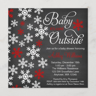 Baby It's Cold Outside Chalkboard Red Baby Shower Invitation
