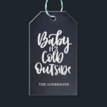 Baby It's Cold Outside |  Chalkboard | Red Gift Tags<br><div class="desc">This cool and festive Christmas gift tags feature "baby it's cold outside" in white hand lettered typography on a black Chalkboard background.  Reverse to a pattern of white snowflakes on a classic christmas red background.
 Any colour available</div>