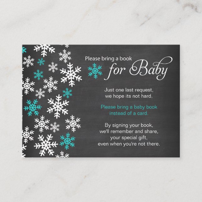 Baby It's Cold Outside Chalkboard Turquoise Book Enclosure Card (Front)