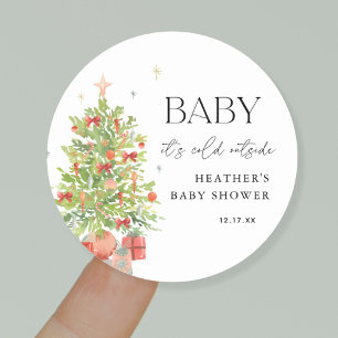 Baby It's Cold Outside Christmas Baby Shower Classic Round Sticker