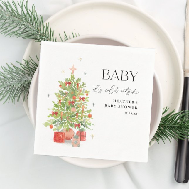 Baby It's Cold Outside Christmas Baby Shower Napkin (Creator Uploaded)