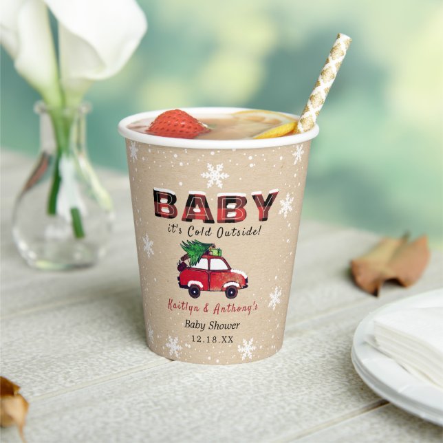 Baby It's Cold Outside | Christmas Baby Shower Paper Cups (Insitu)