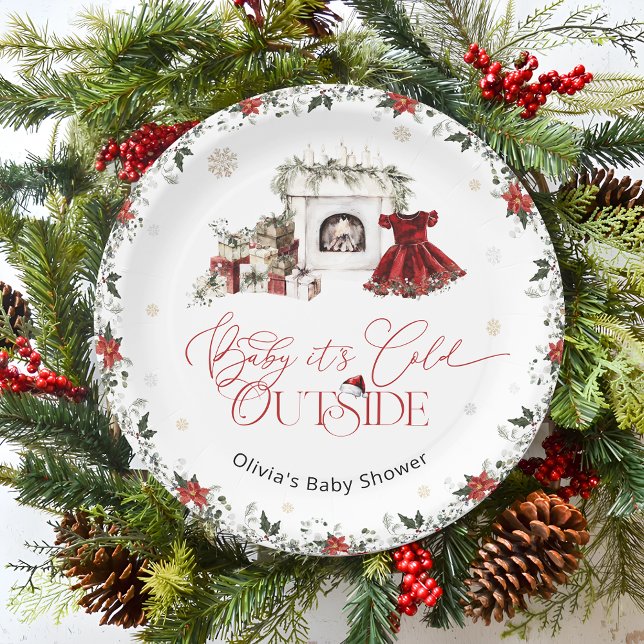 Baby it's Cold Outside Christmas Baby Shower  Paper Plate (Creator Uploaded)