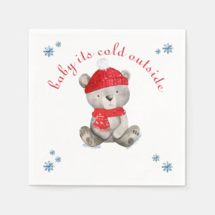 Baby it's cold outside Christmas Bear Napkins