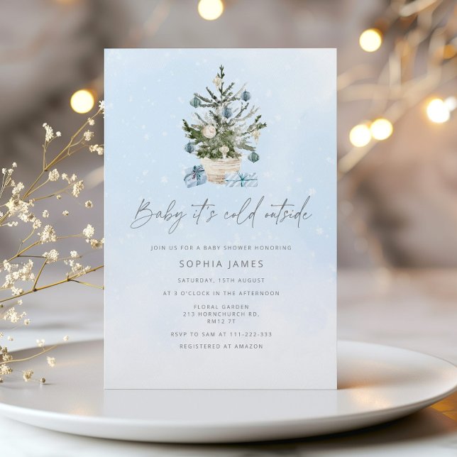 Baby it's cold outside Christmas boy baby shower Invitation (Creator Uploaded)