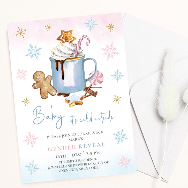 Baby it's cold outside Christmas Gender Reveal Invitation (Creator Uploaded)