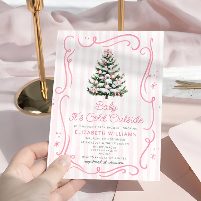 Baby it's Cold Outside Christmas Girl Baby Shower Invitation (Creator Uploaded)