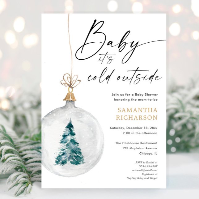 Baby it's cold outside Christmas ornament shower Invitation (Creator Uploaded)