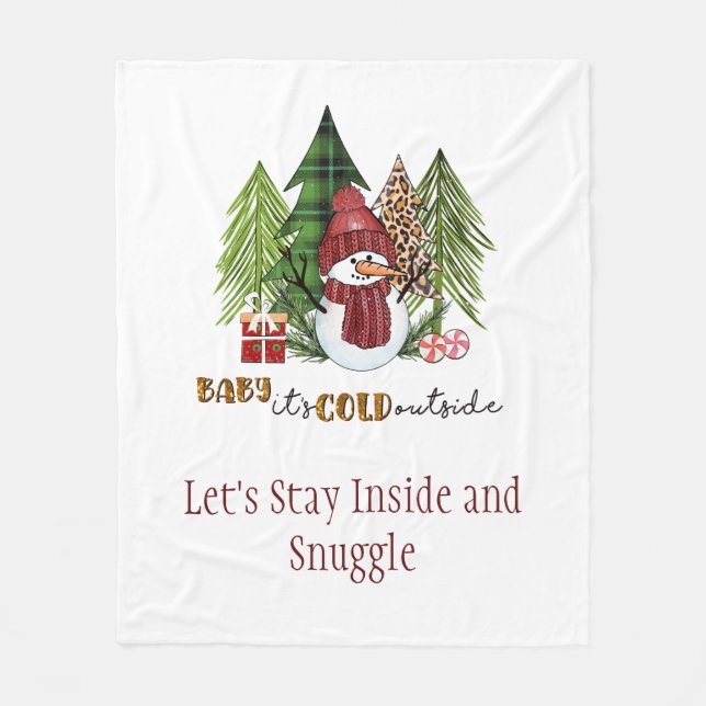 Baby It's Cold Outside Christmas Personalised Fleece Blanket (Front)