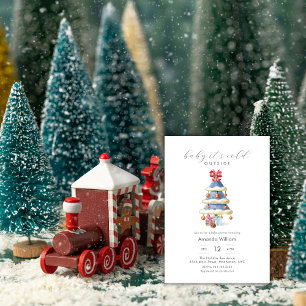 Baby It's Cold Outside Christmas Tree Baby Shower Invitation