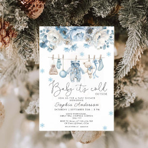 Baby It's Cold Outside Clothesline Baby Shower Invitation
