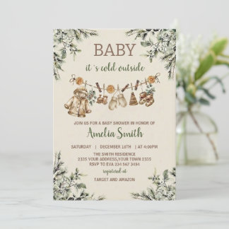 Baby Its Cold Outside Clothest Line Baby Shower Invitation