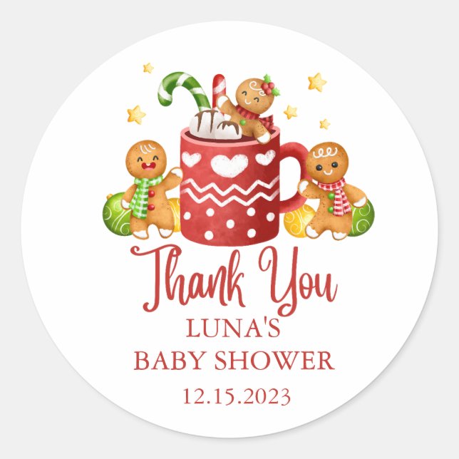 Baby Its Cold Outside Cosy Baby Shower Classic Round Sticker (Front)