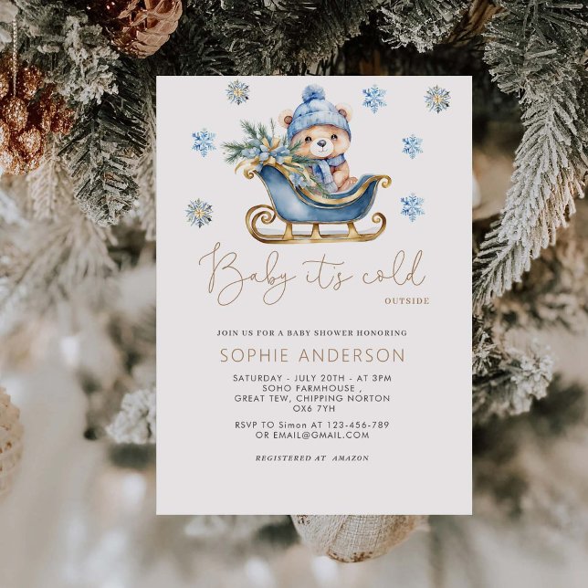 Baby It's Cold Outside Cute Bear Baby Shower Invitation (Creator Uploaded)