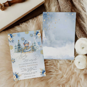 Baby It's Cold Outside Cute Bear Baby Shower Invitation