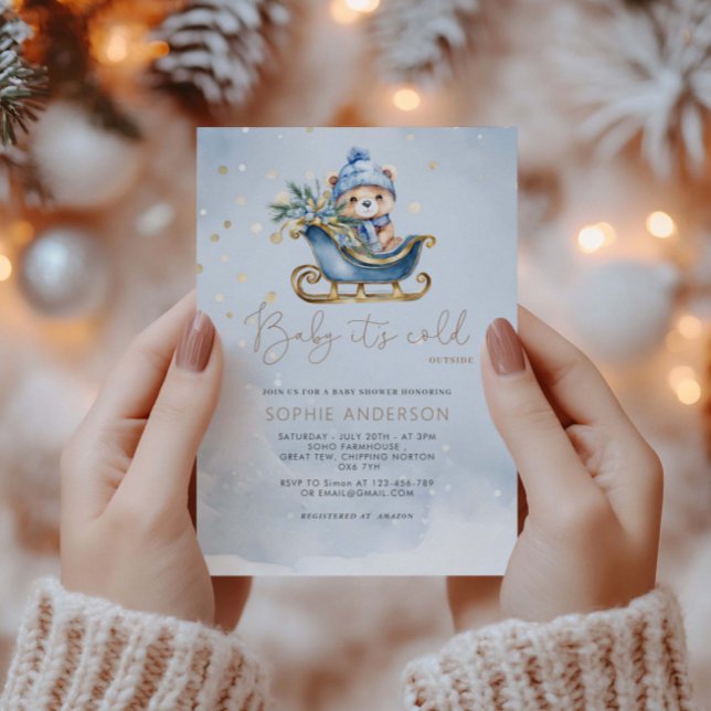Baby It's Cold Outside Cute Bear Baby Shower Invitation (Creator Uploaded)