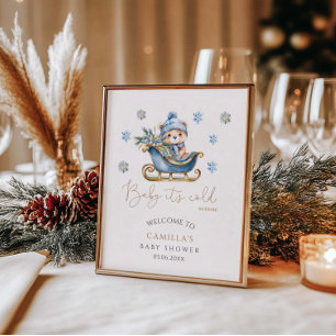 Baby It's Cold Outside Cute Bear Baby Shower Poster