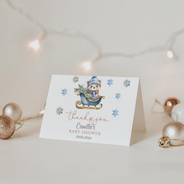 Baby It's Cold Outside Cute Bear Baby Shower  Thank You Card (Creator Uploaded)