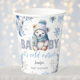Baby it's Cold Outside Cute Boy Winter Baby Shower Paper Cups