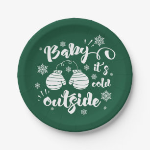Baby its cold outside cute mittens winter paper plate