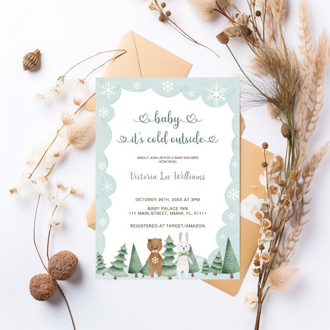 Baby It's Cold Outside Cute Winter Baby Shower  Invitation (Creator Uploaded)