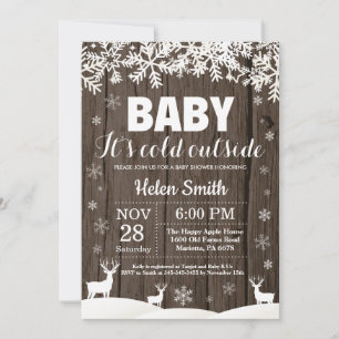 Baby its Cold Outside Deer Winter Baby Shower Invitation