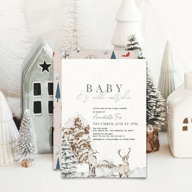 Baby It's Cold Outside Deer Winter Baby Shower Invitation (Creator Uploaded)