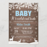 Baby its Cold Outside Deer Winter Boy Baby Shower Invitation<br><div class="desc">Baby its Cold Outside Deer Winter Boy Baby Shower Invitation. Baby its cold outside Baby Shower Invitation. White Snowflake. Boy Baby Shower Invitation. Winter Holiday Baby Shower Invite. Rustic Wood Background. Country Vintage Retro Barn. For further customisation, please click the "Customise it" button and use our design tool to modify...</div>