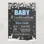 Baby its Cold Outside Deer Winter Boy Baby Shower Invitation<br><div class="desc">Baby its Cold Outside Deer Winter Boy Baby Shower Invitation. Baby its cold outside Baby Shower Invitation. White Snowflake. Boy Baby Shower Invitation. Winter Holiday Baby Shower Invite. Chalkboard Background. Black and White. For further customisation, please click the "Customise it" button and use our design tool to modify this template....</div>
