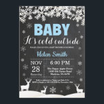 Baby its Cold Outside Deer Winter Boy Baby Shower Invitation<br><div class="desc">Baby its Cold Outside Deer Winter Boy Baby Shower Invitation. Baby its cold outside Baby Shower Invitation. White Snowflake. Boy Baby Shower Invitation. Winter Holiday Baby Shower Invite. Chalkboard Background. Black and White. For further customisation, please click the "Customise it" button and use our design tool to modify this template....</div>