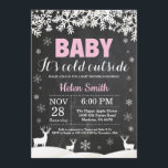 Baby its Cold Outside Deer Winter Girl Baby Shower Invitation<br><div class="desc">Baby its Cold Outside Deer Winter Girl Baby Shower Invitation. Baby its cold outside Baby Shower Invitation. White Snowflake. Girl Baby Shower Invitation. Winter Holiday Baby Shower Invite. Chalkboard Background. Black and White. For further customisation, please click the "Customise it" button and use our design tool to modify this template....</div>