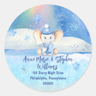 Baby It's Cold Outside Elephant Baby Shower  Classic Round Sticker