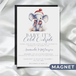 Baby it's cold outside elephant christmas shower  magnetic invitation