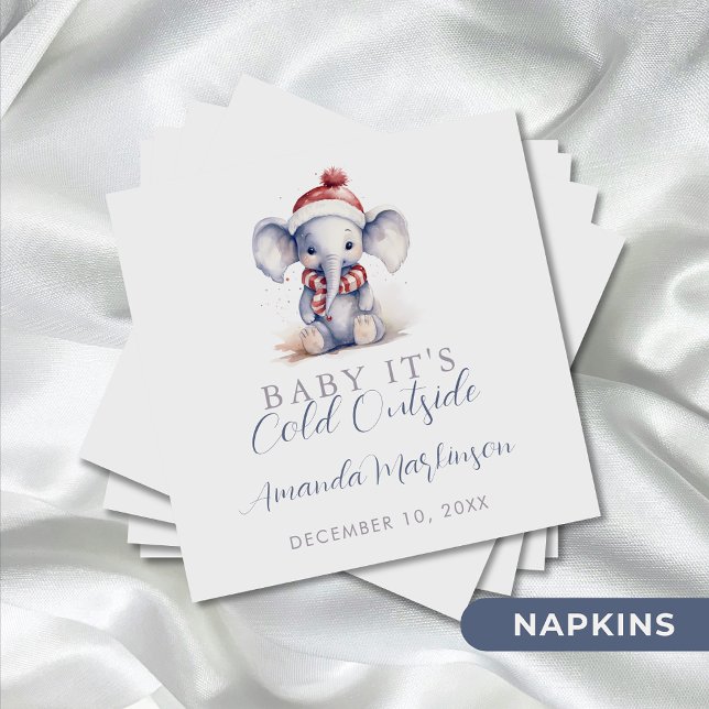Baby it's cold outside elephant christmas shower  napkin (Creator Uploaded)