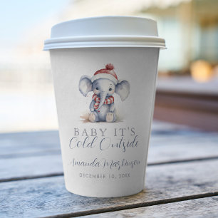 Baby it's cold outside elephant christmas shower paper cups