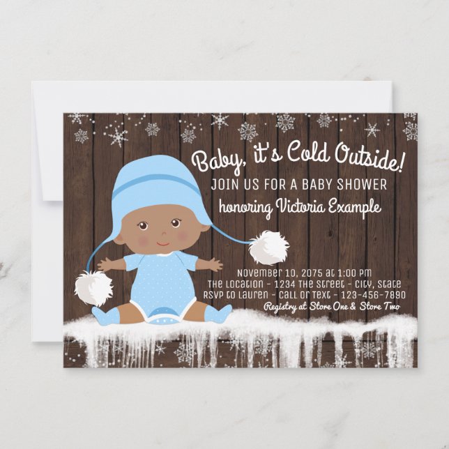 Baby its Cold Outside Ethnic Boy Shower Invitation (Front)